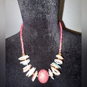 Pink and White Beaded Necklace